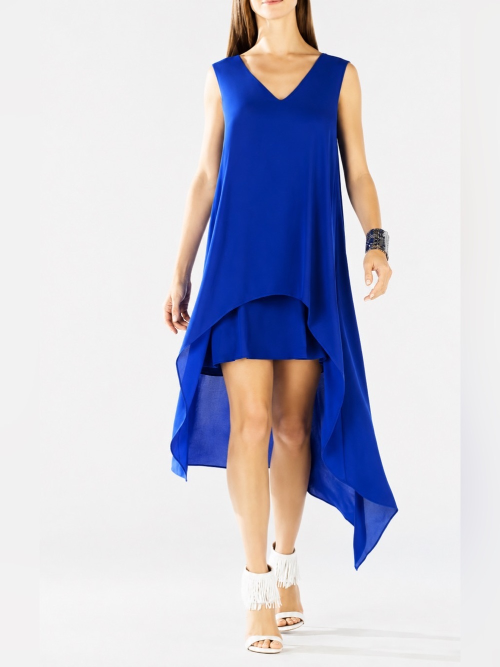 BCBG MAX AZRIA KAIRA ASYMMETRICAL LAYERRED DRESS WQR69E84/L281A SZ M